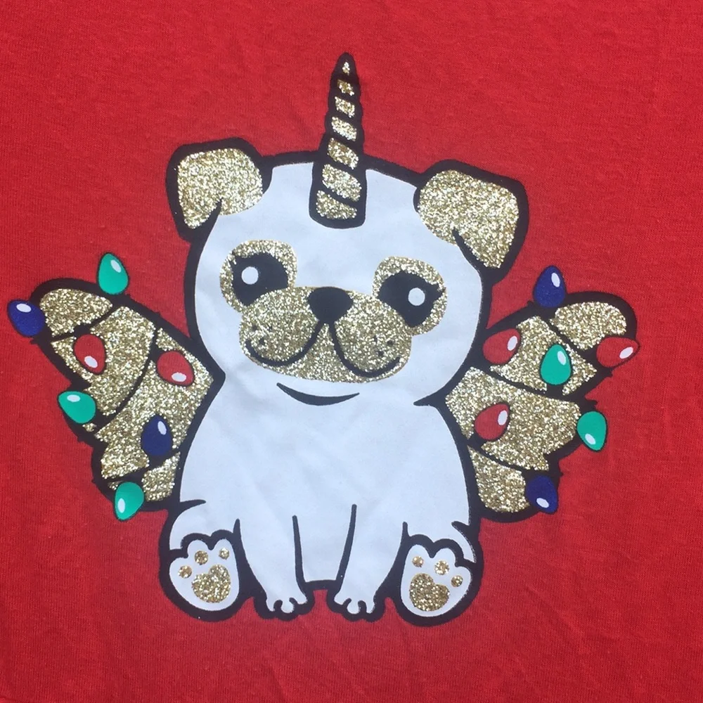 Justice Pugicorn Dog Red Dress Size 10